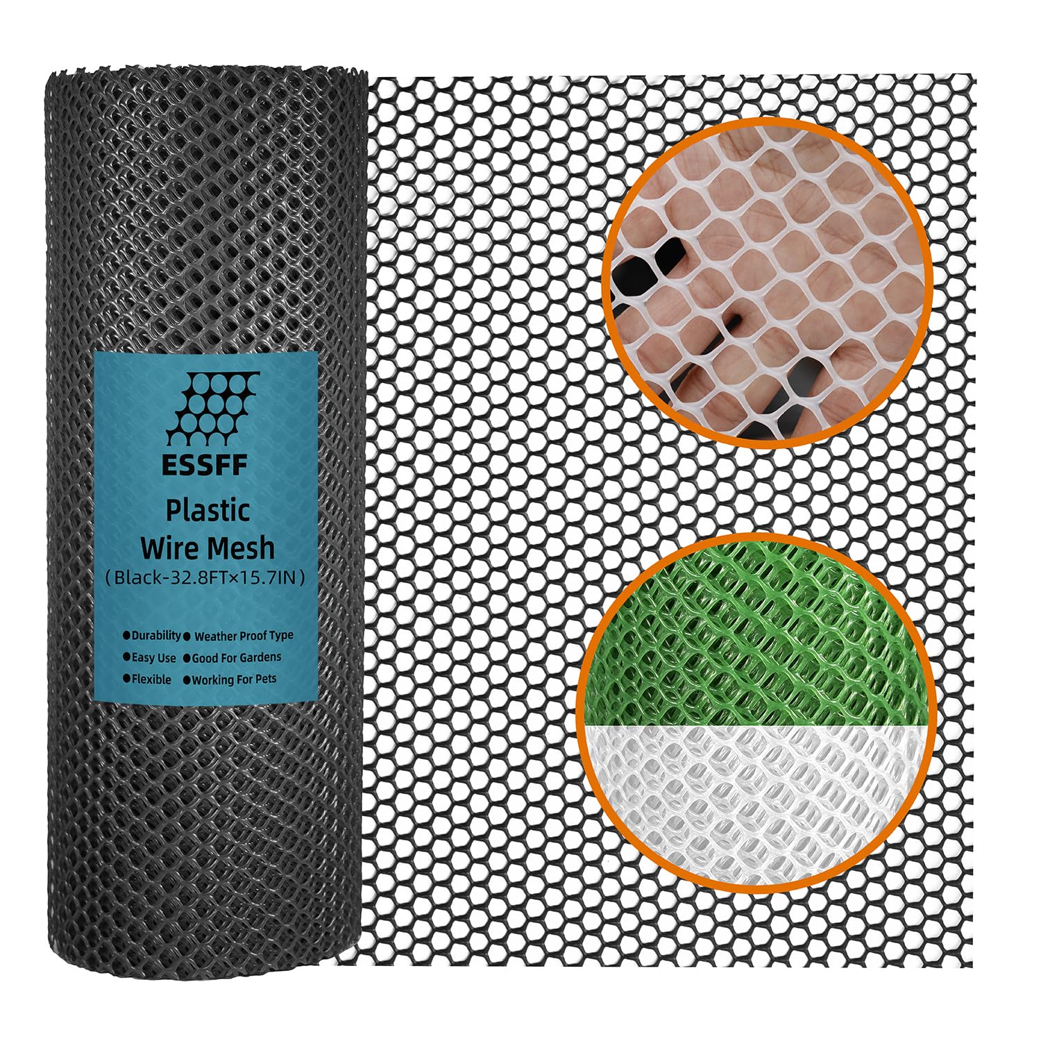 ESSFF Decorative Fencing Roll front view showing black netting