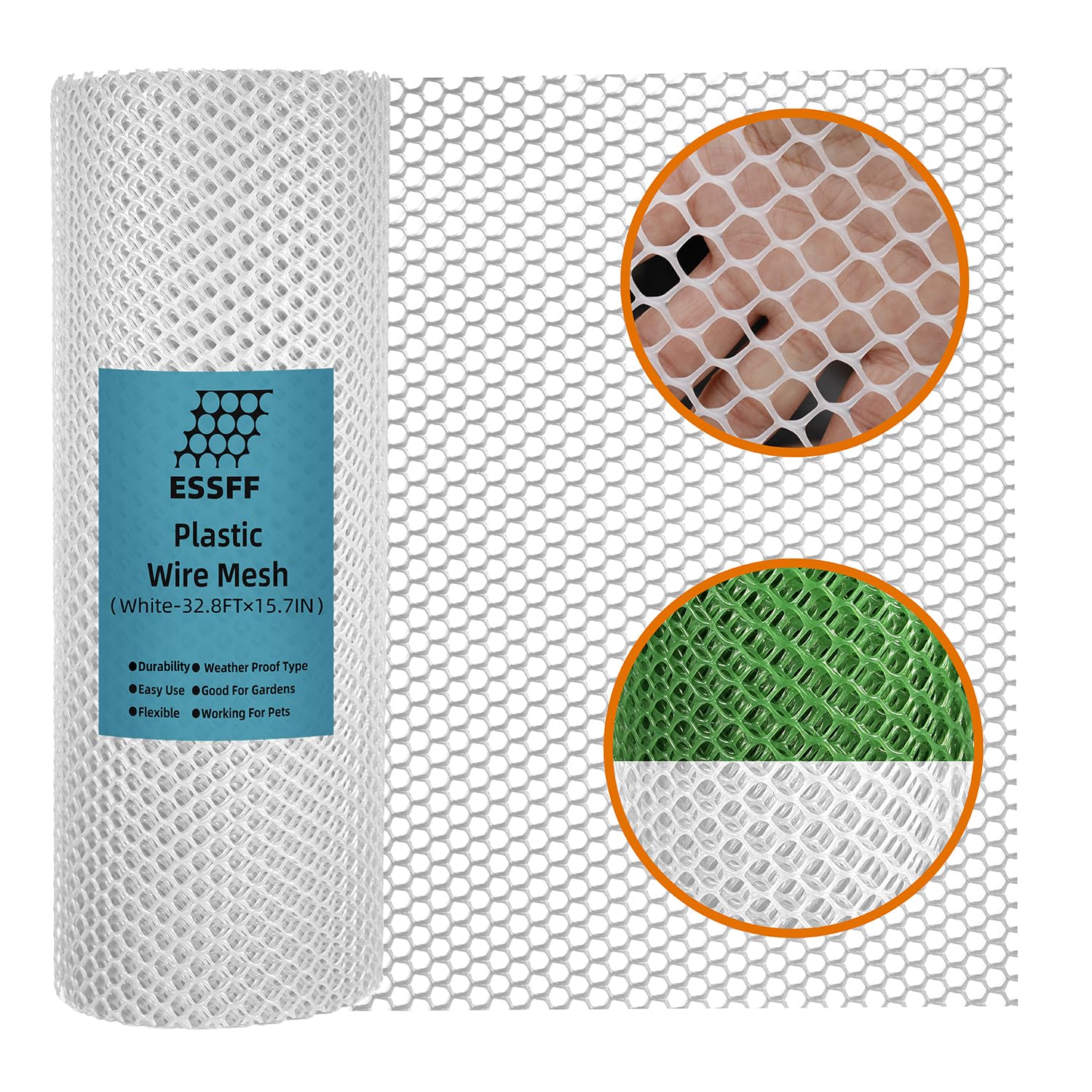 ESSFF Decorative Fencing white plastic netting roll front view