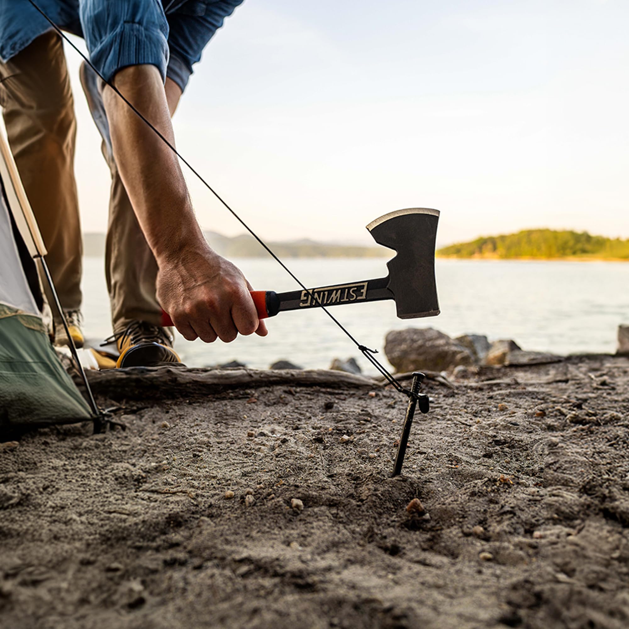 Estwing Camper's Axe with tent stake puller feature