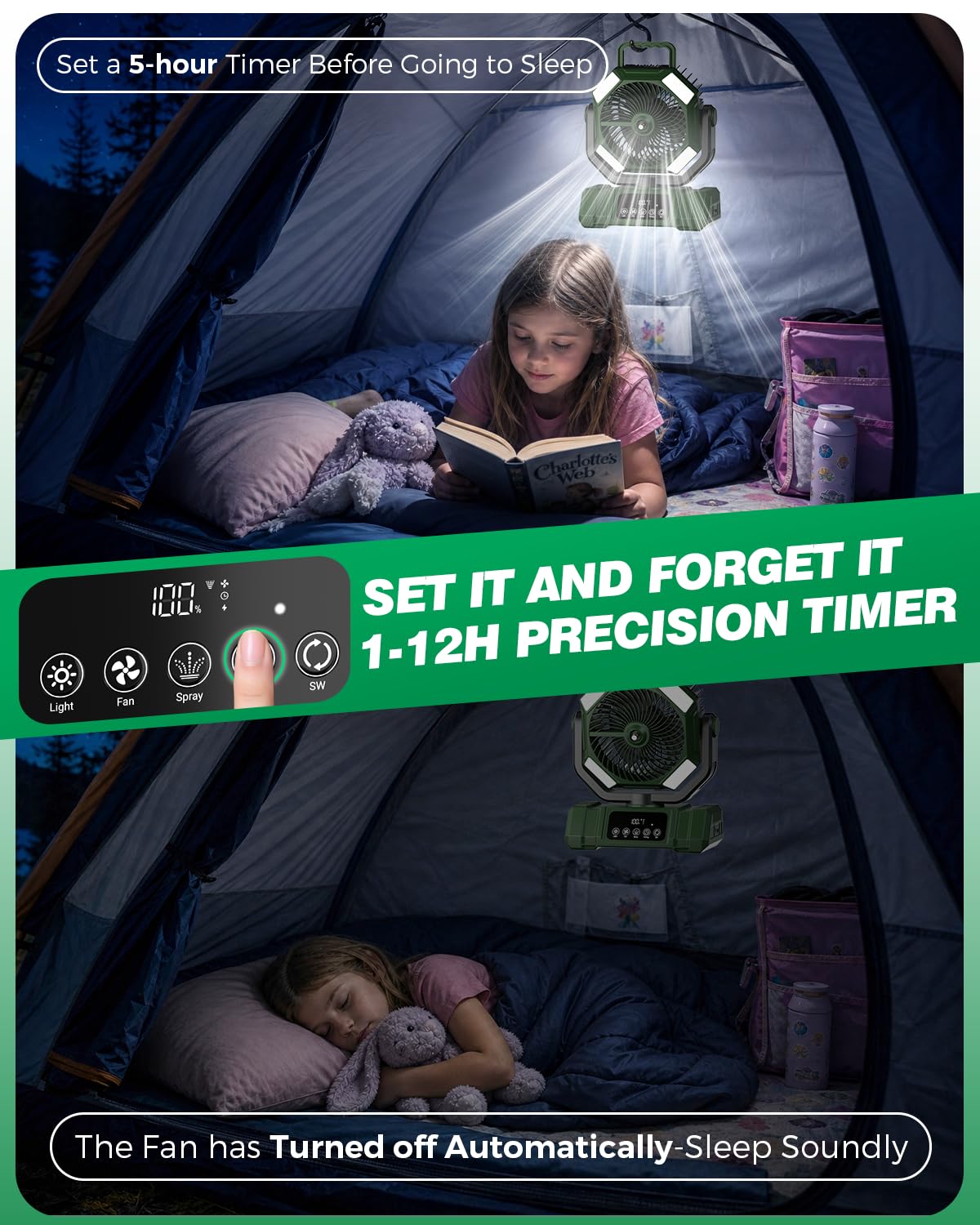 Etholzon Misting Fan placed in a tent