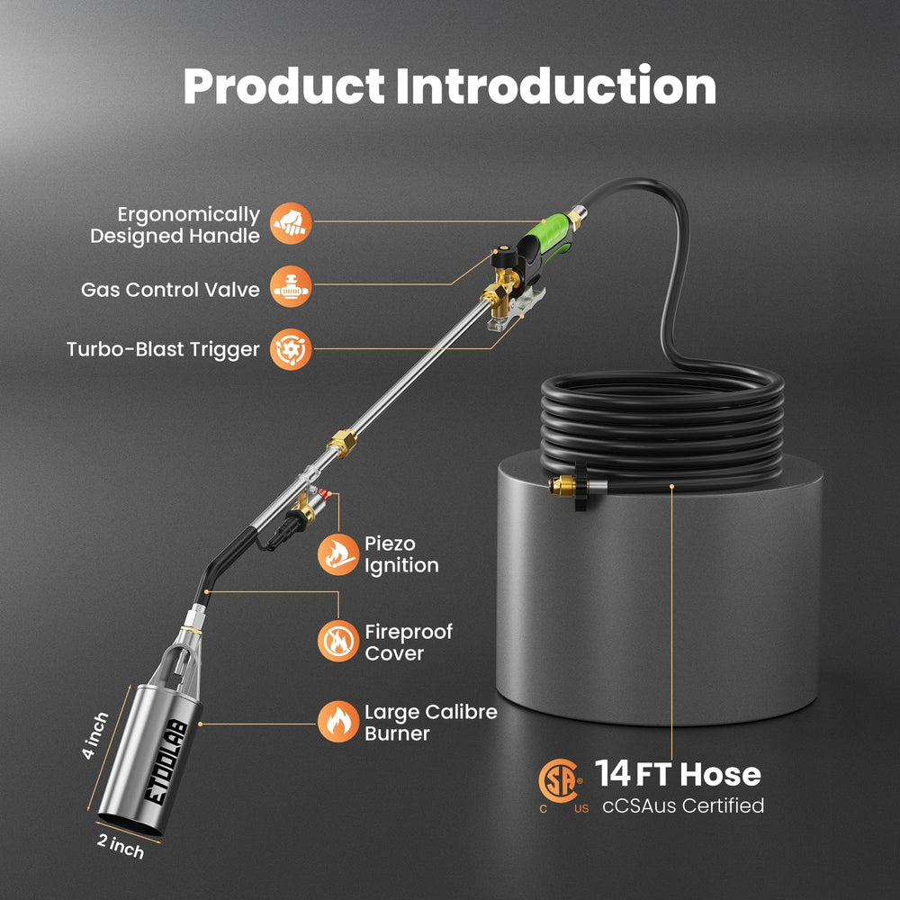 etoolab propane torch weed burner two-in-one design