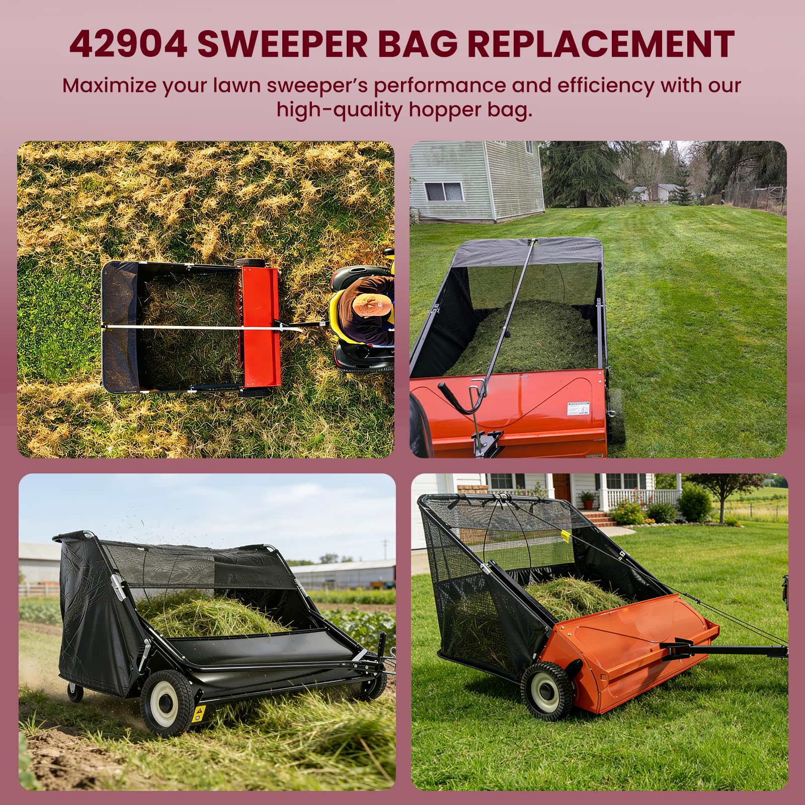 ETZ 42904 Lawn Sweeper Hopper Bag showing mesh design