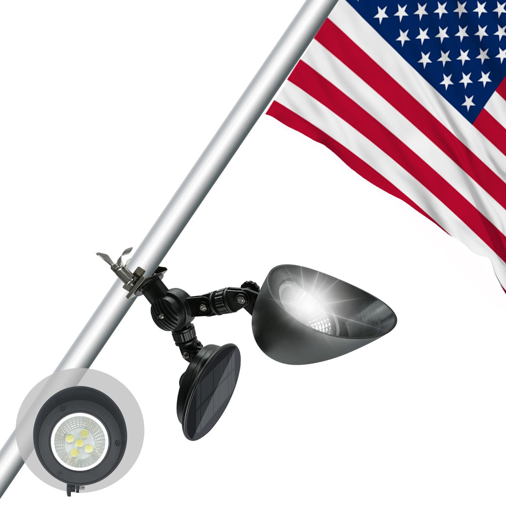 Etzeaxus Solar Flag Pole Light front view with solar panel