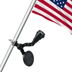 Etzeaxus Solar Flag Pole Light front view with solar panel