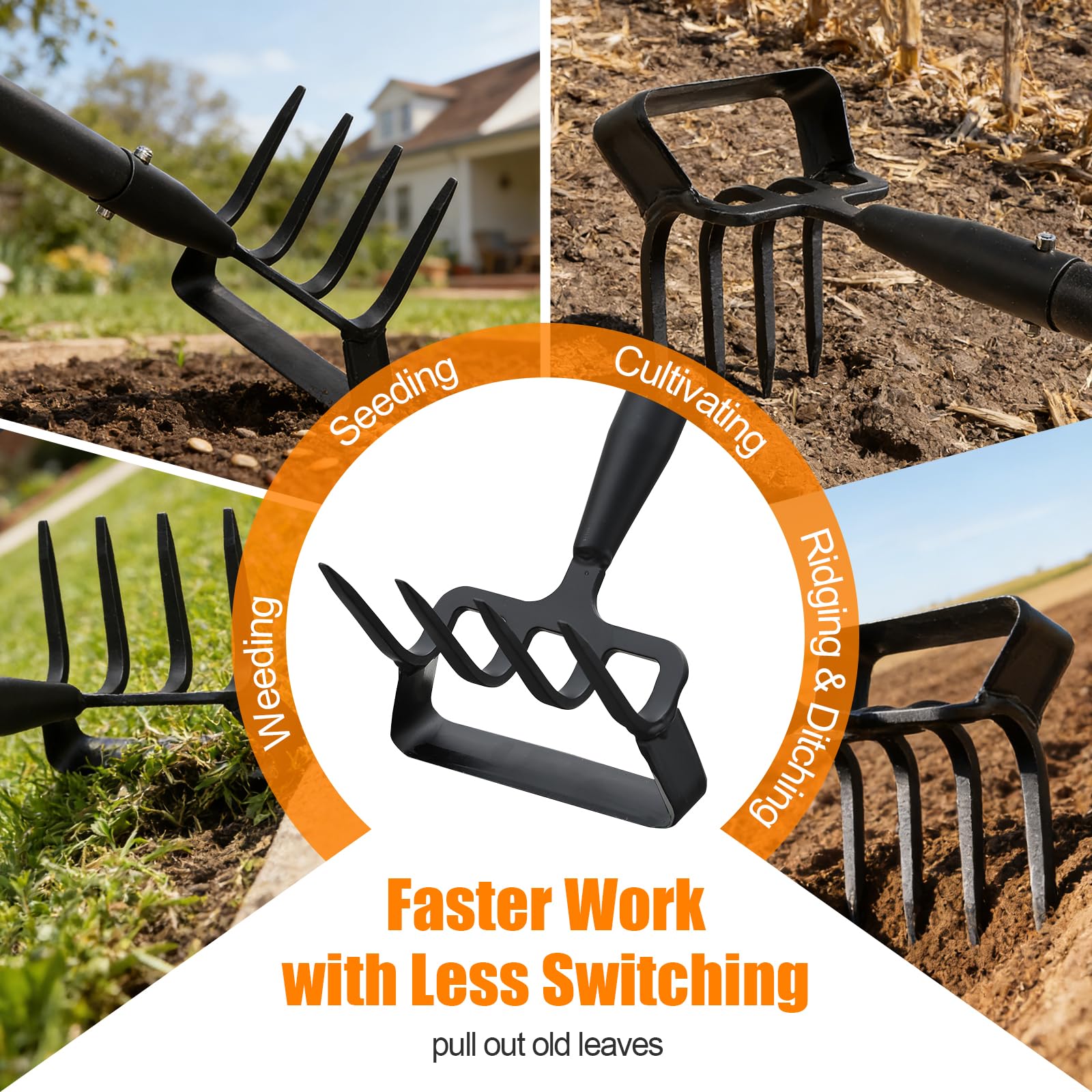 EUIJOIP 62 inch Garden Hoe with adjustable handle extensions displayed