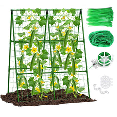 Eunice 2PCS A-Frame Cucumber Trellis front view, green color