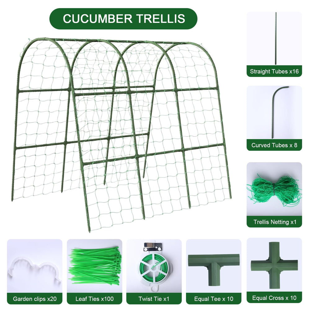Eunice U-Shape Cucumber Trellis assembled in garden setting