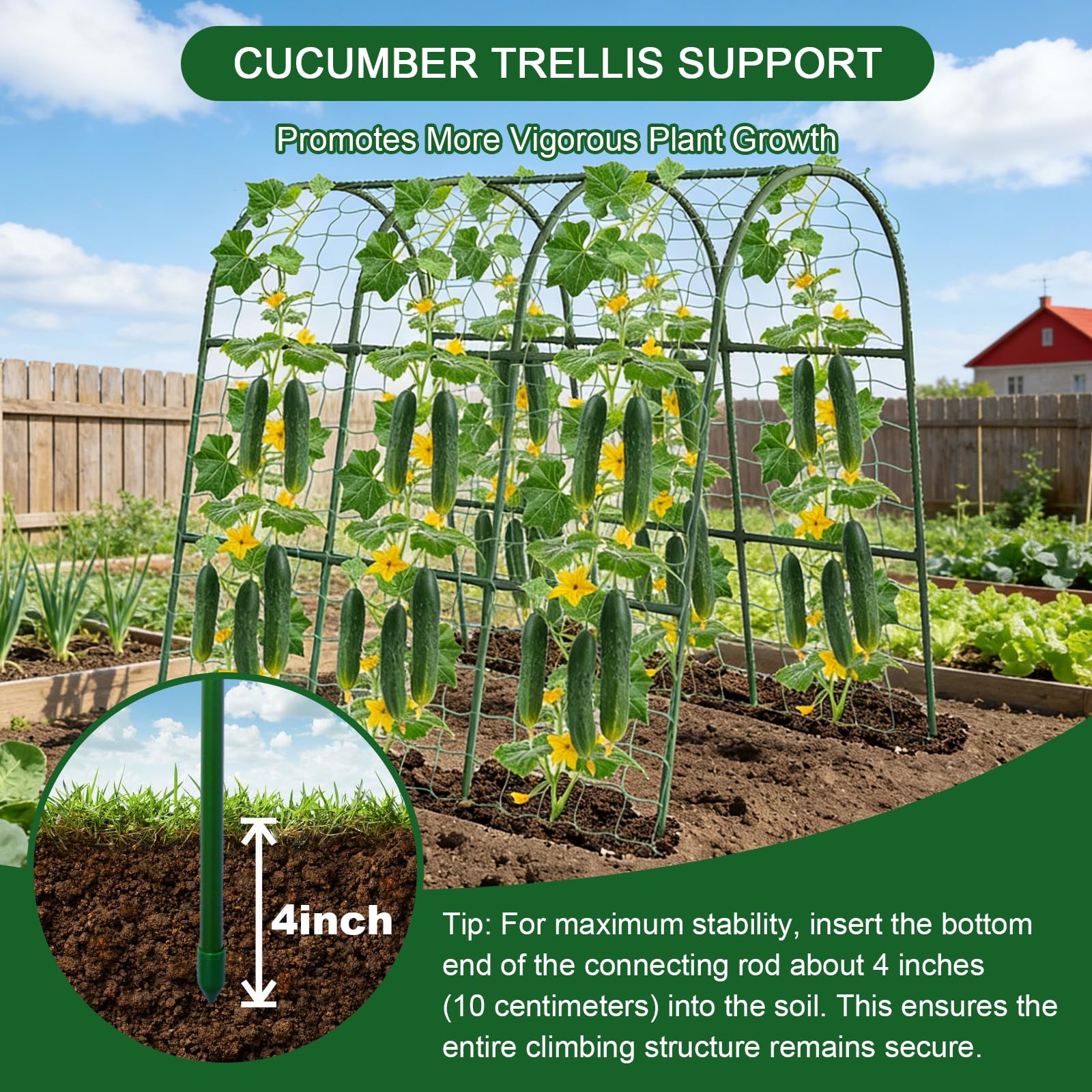 Eunice U-Shape Cucumber Trellis package contents laid out