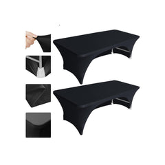 Eurmax 4 FT Fitted Spandex Table Cover black front view
