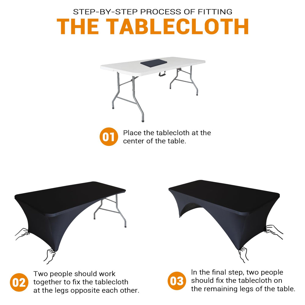 Eurmax 4 FT Fitted Spandex Table Cover black on table