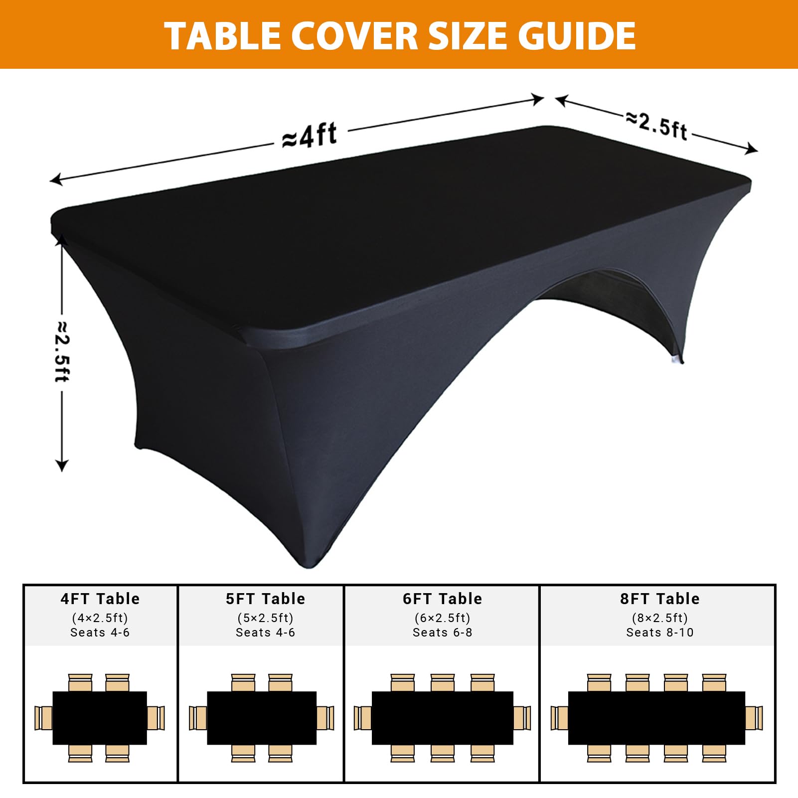 Eurmax 4 FT Fitted Spandex Table Cover black packaging