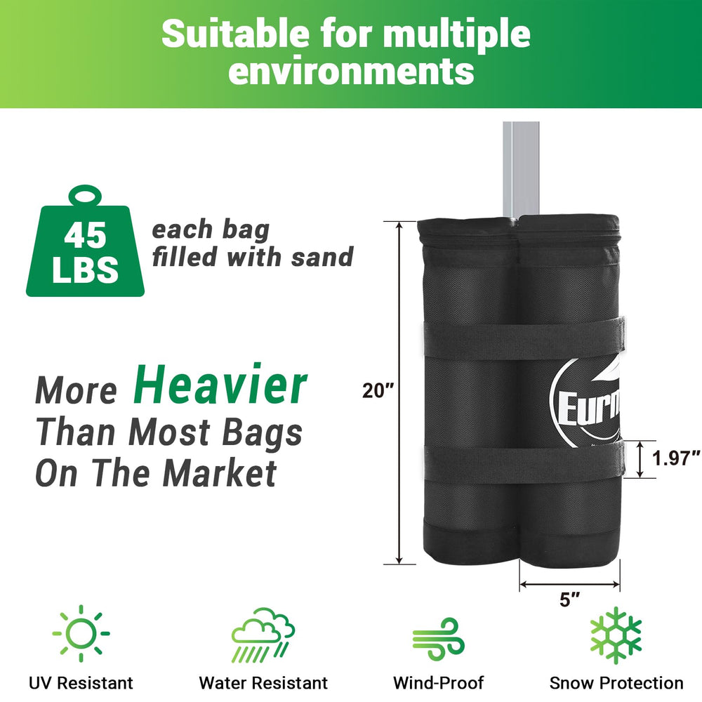 Eurmax canopy weight bags attached to a tent leg