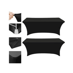 Eurmax Rectangular Fitted Spandex Table Cover 5ft, Black, front view