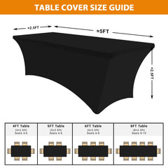 Eurmax Rectangular Fitted Spandex Table Covers 5ft, Black, packaging