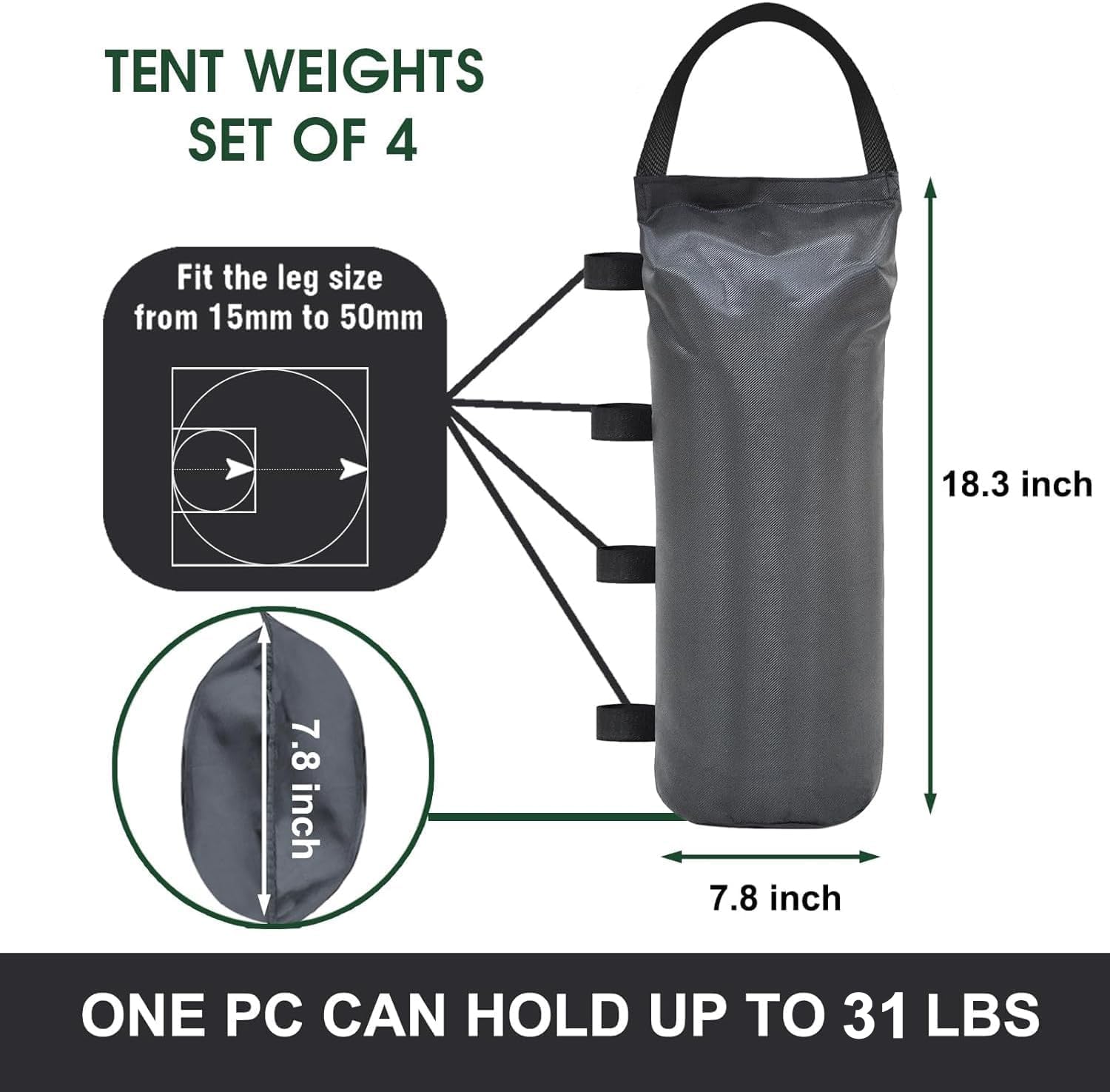 Eurmax weights attached to canopy legs at an outdoor event