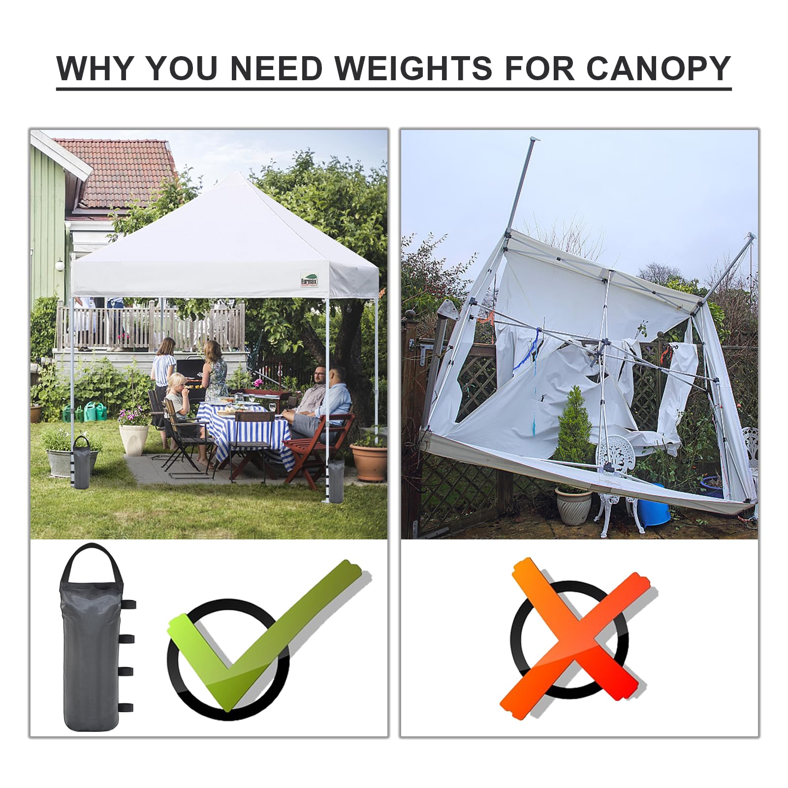 Eurmax weights being used for a garden umbrella
