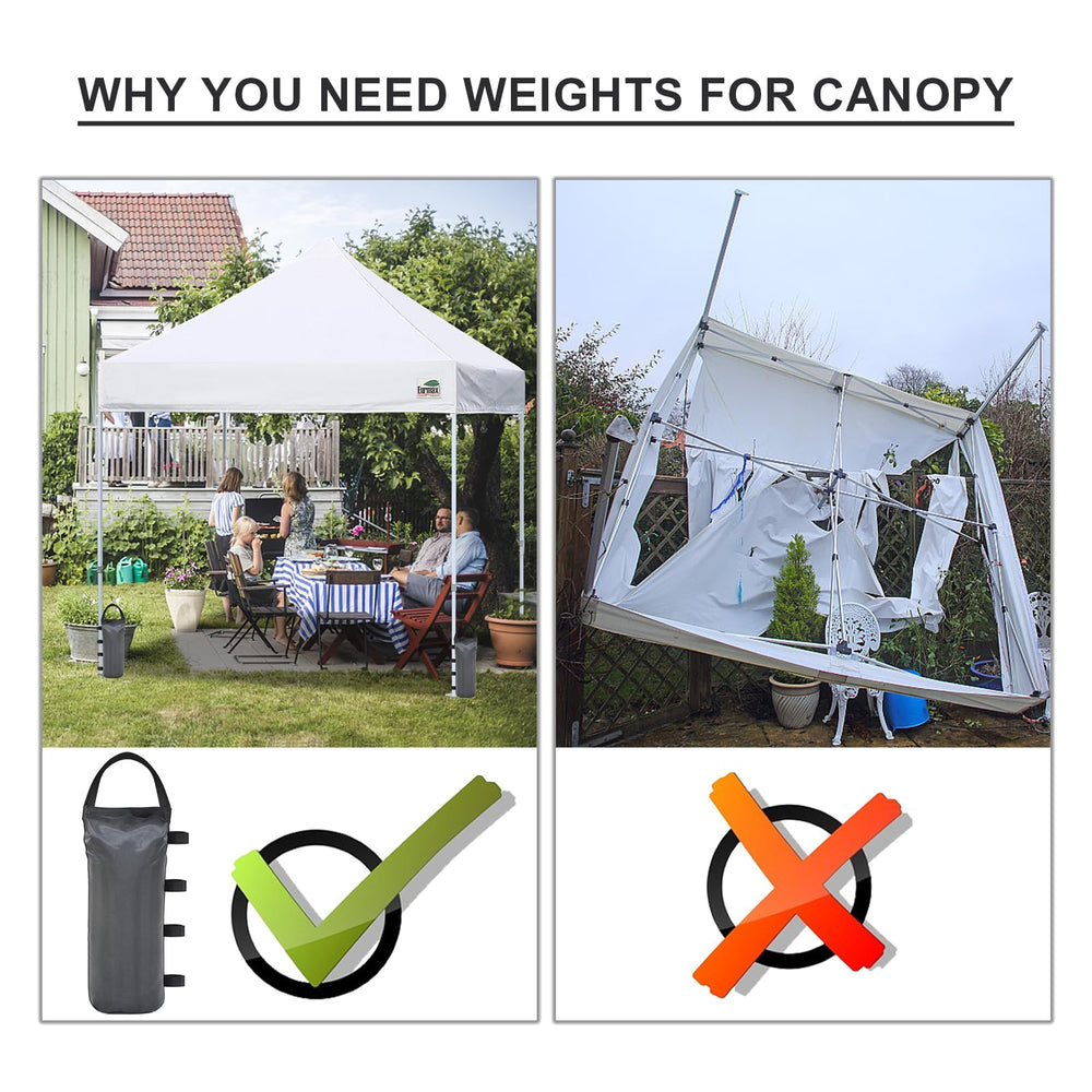 Eurmax weights being used for a garden umbrella