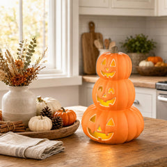 Evelyne 3-tier light-up pumpkin decoration side view