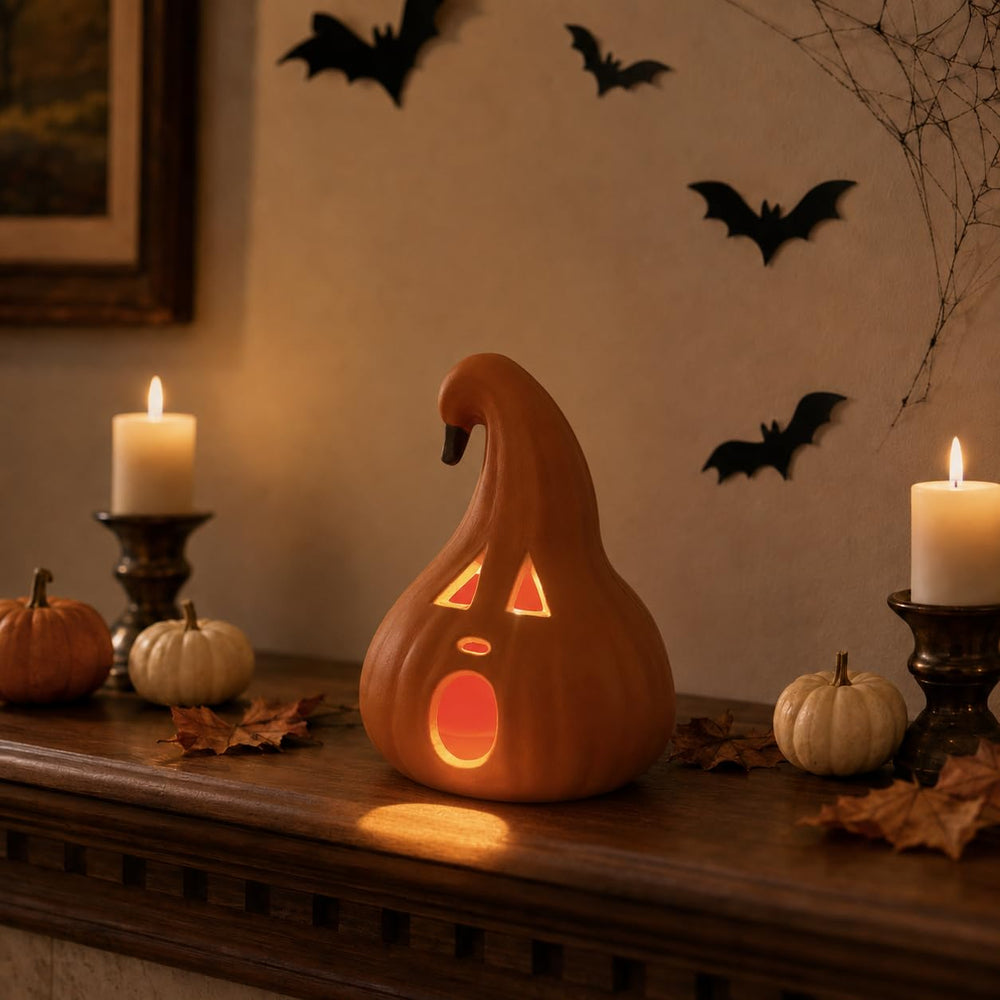 Evelyne Halloween pumpkin decoration in outdoor setting
