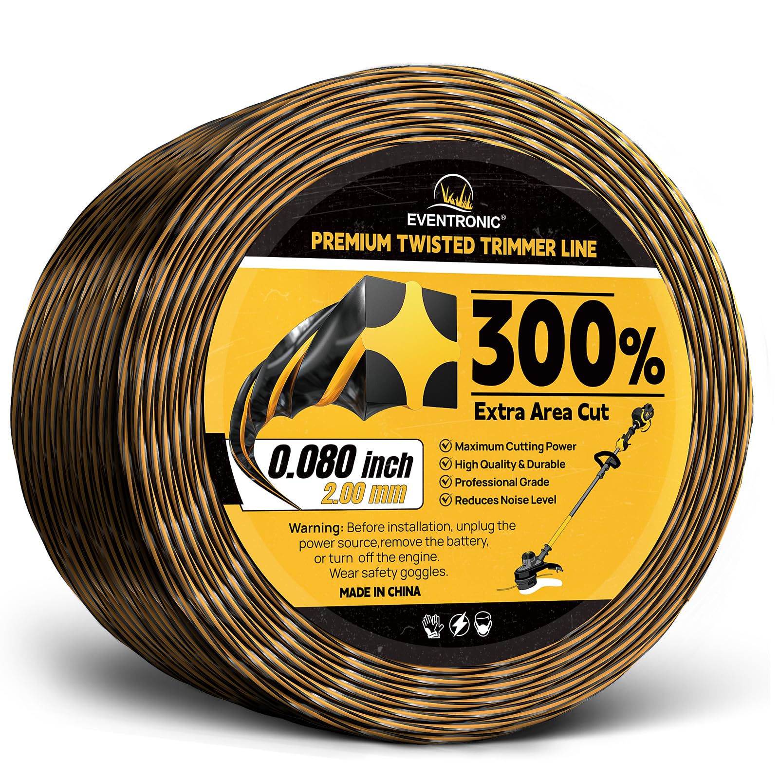Eventronic 0.080" 600FT String Trimmer Line black and yellow spool