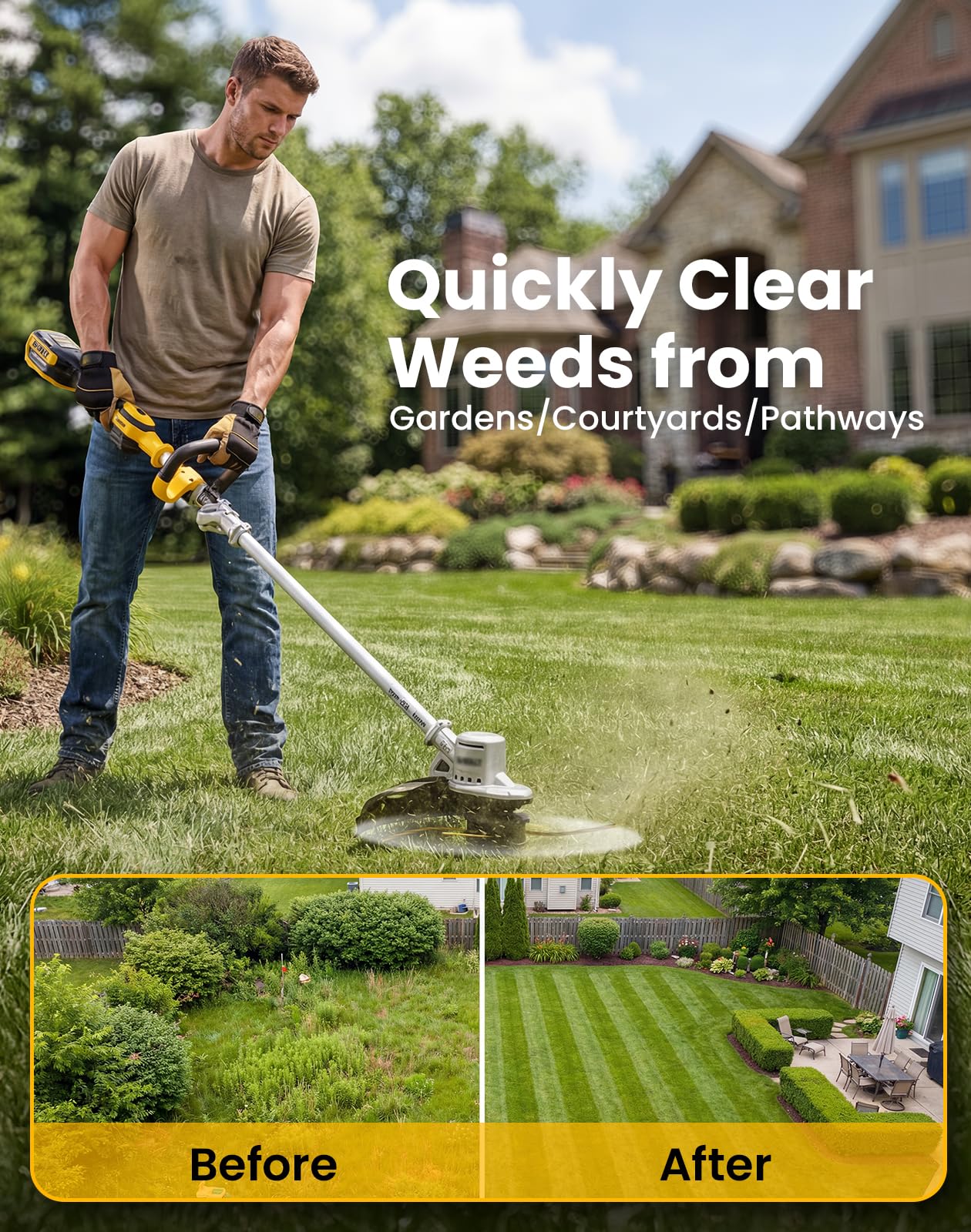 Eventronic trimmer line in garden setting