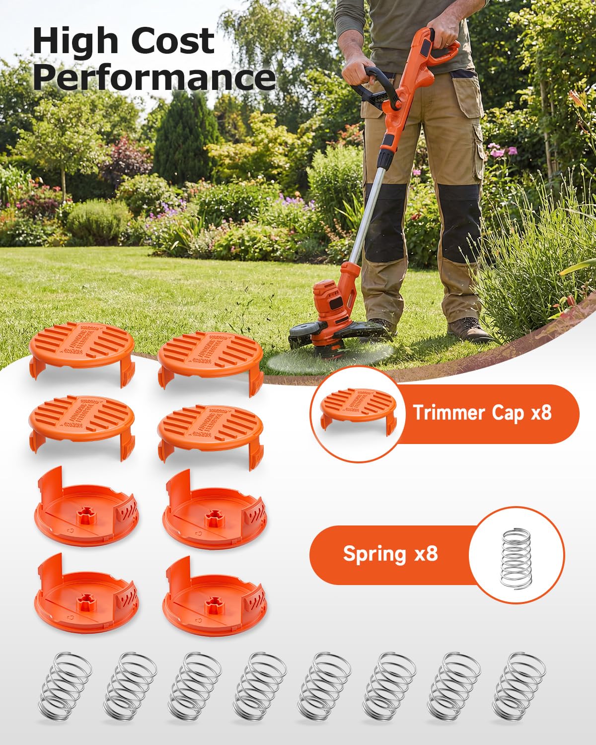 Eventronic Weed Eater Caps displayed on a garden table
