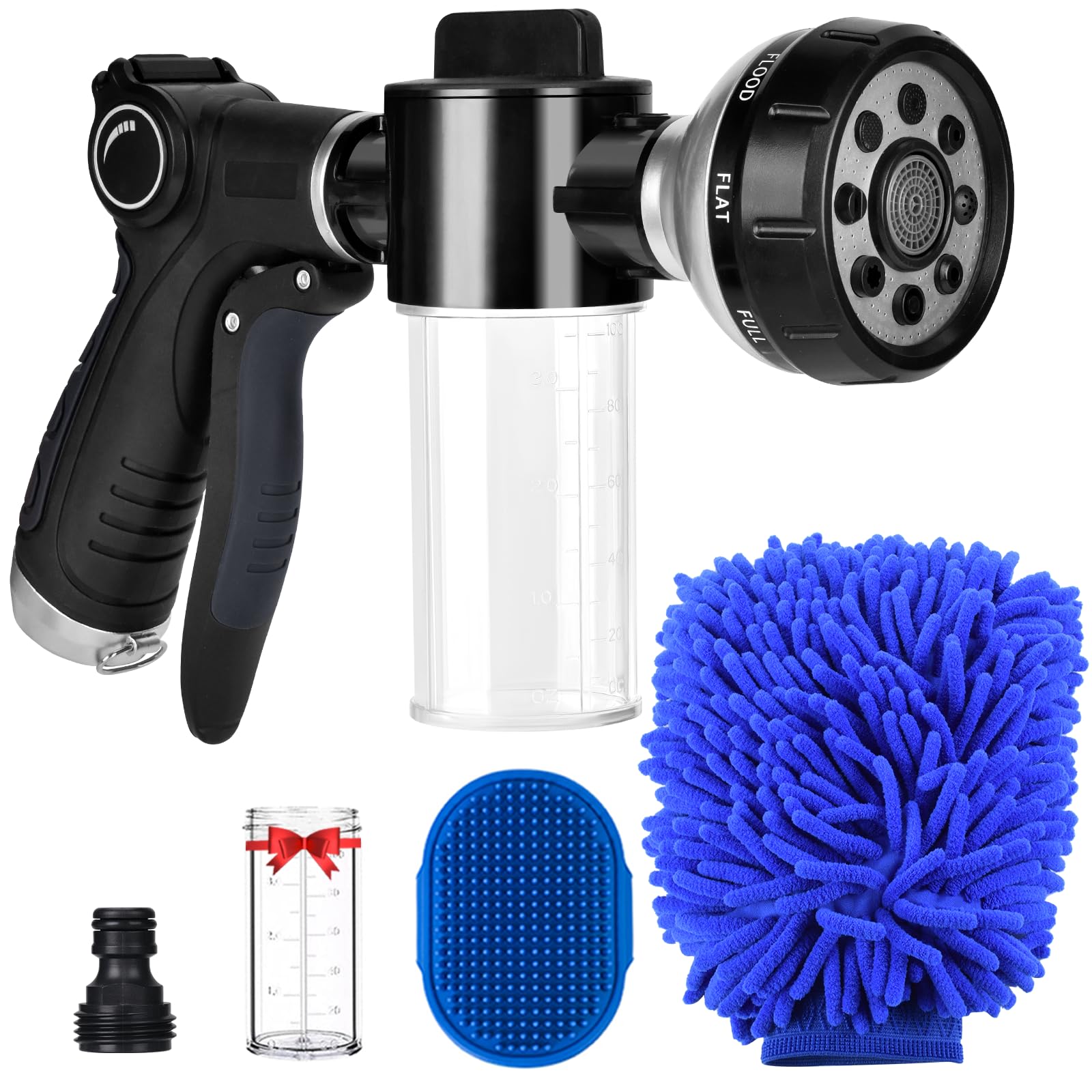 EVILTO Garden Hose Nozzle front view with 8 spray patterns