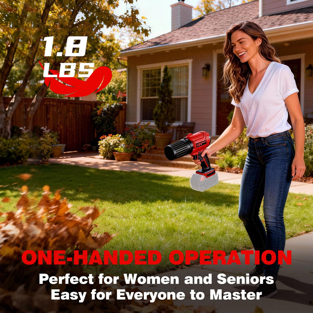 EVOIRON leaf blower showing handle and controls