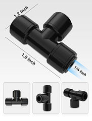 EVOULTES tee fittings for 1/4 inch irrigation tubing side view