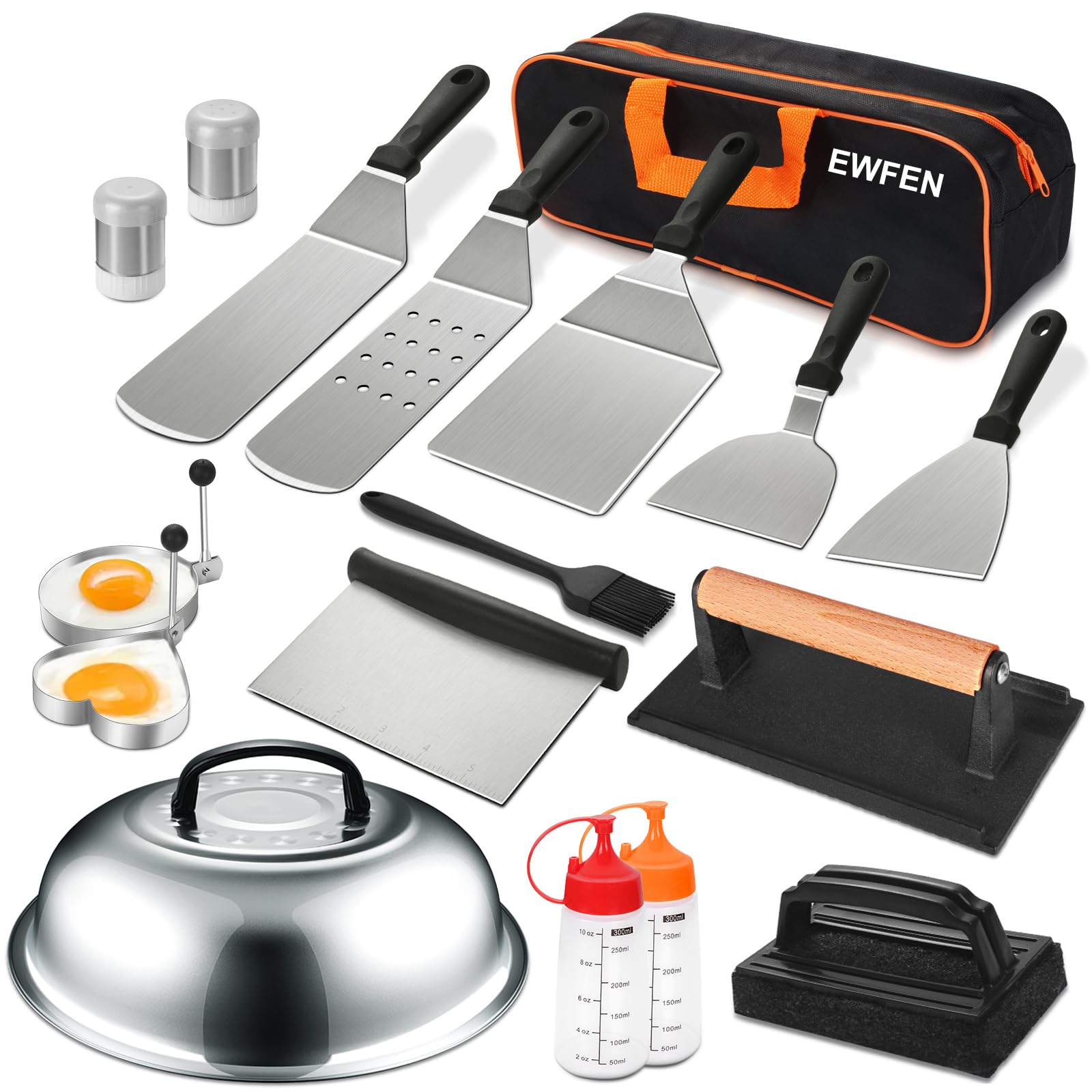 EWFEN 18PCS Griddle Accessories Kit with tools displayed