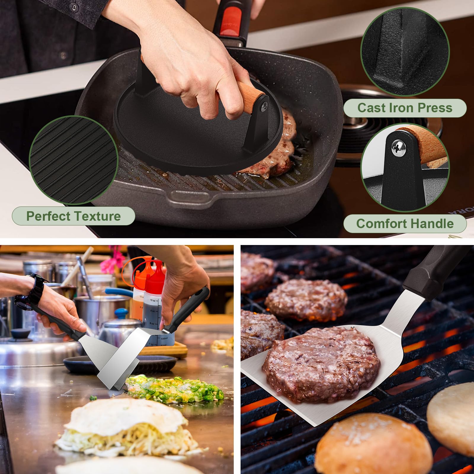 EWFEN basting cover and spatulas on grill