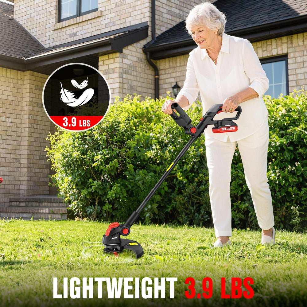 EWORK 2-in-1 Cordless Weed Wacker battery pack close-up