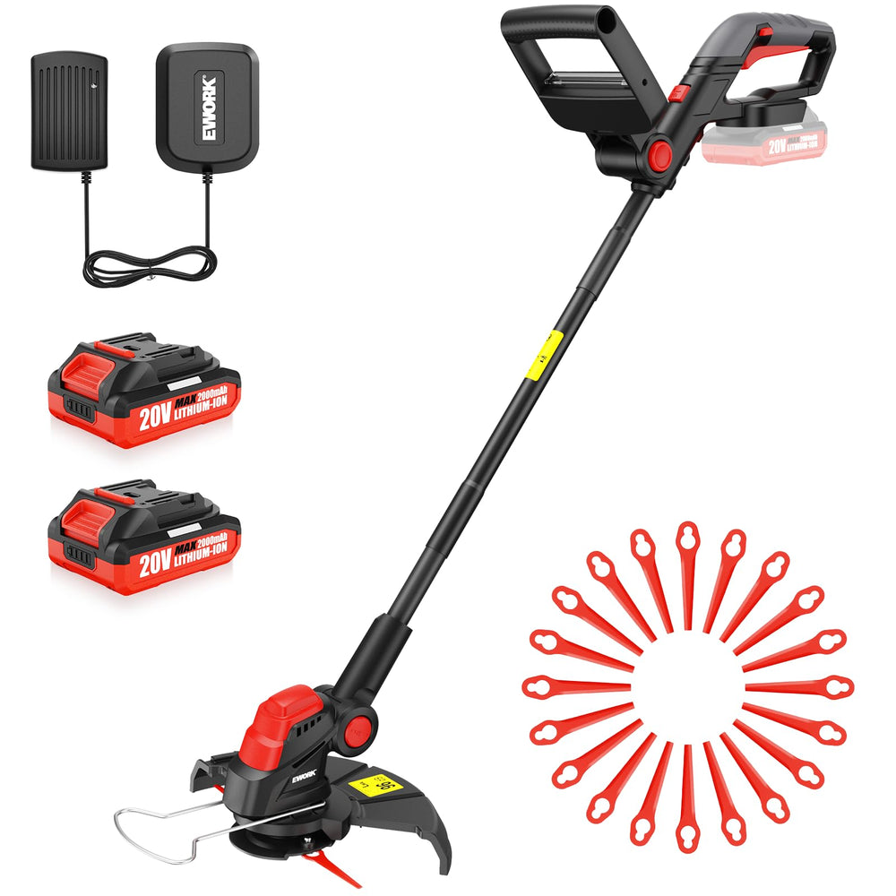 EWORK 2-in-1 Cordless Weed Wacker front view with red colour