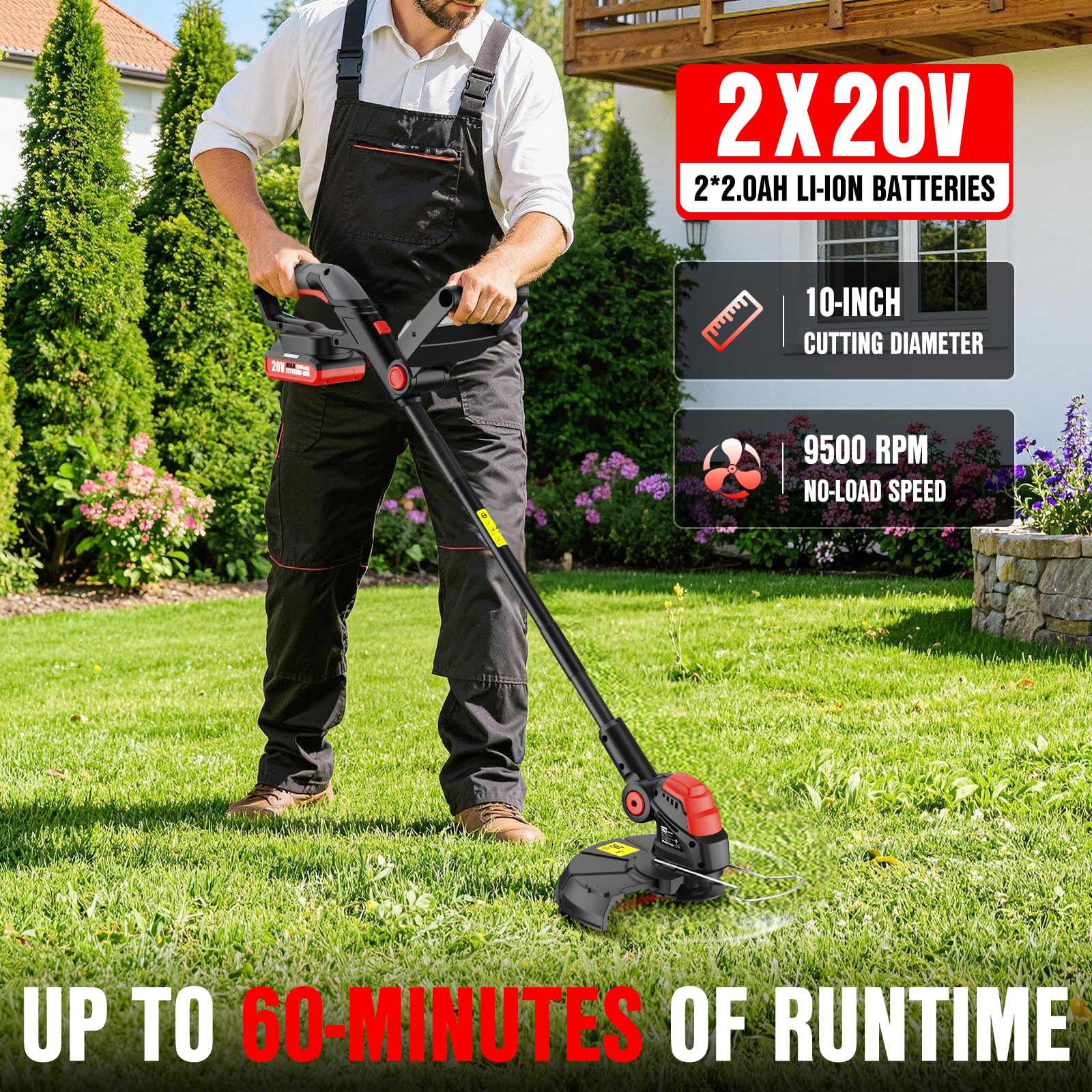 EWORK 2-in-1 Cordless Weed Wacker with accessories and spare blades