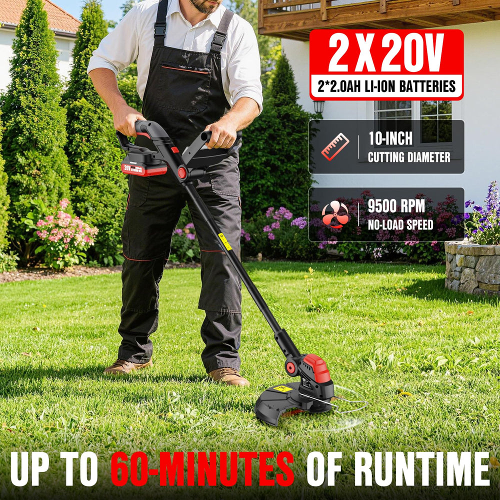 EWORK 2-in-1 Cordless Weed Wacker with accessories and spare blades