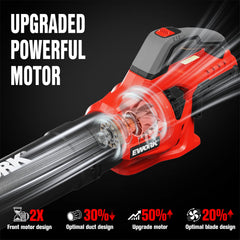 EWORK cordless leaf blower in use clearing leaves