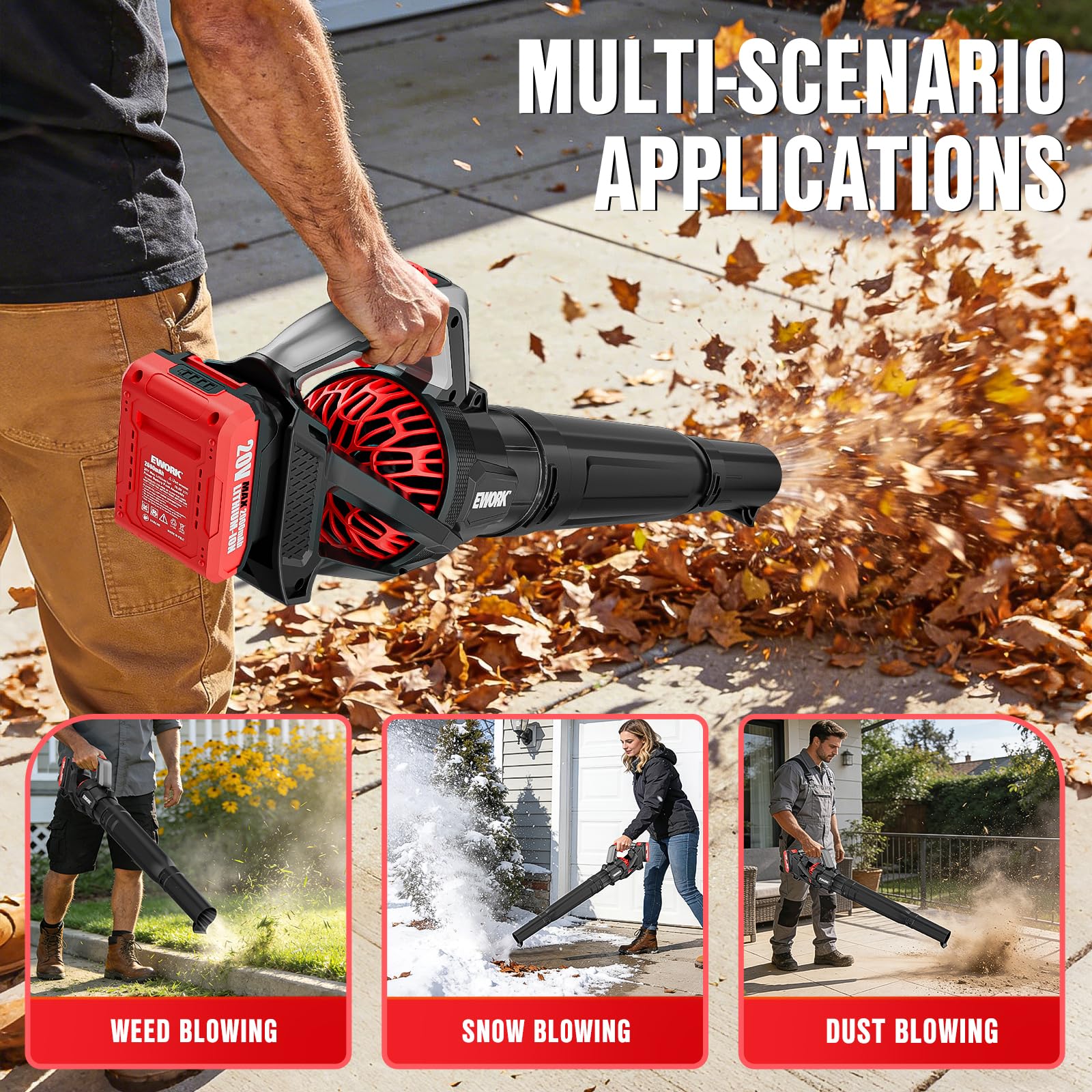 EWORK leaf blower packed with accessories