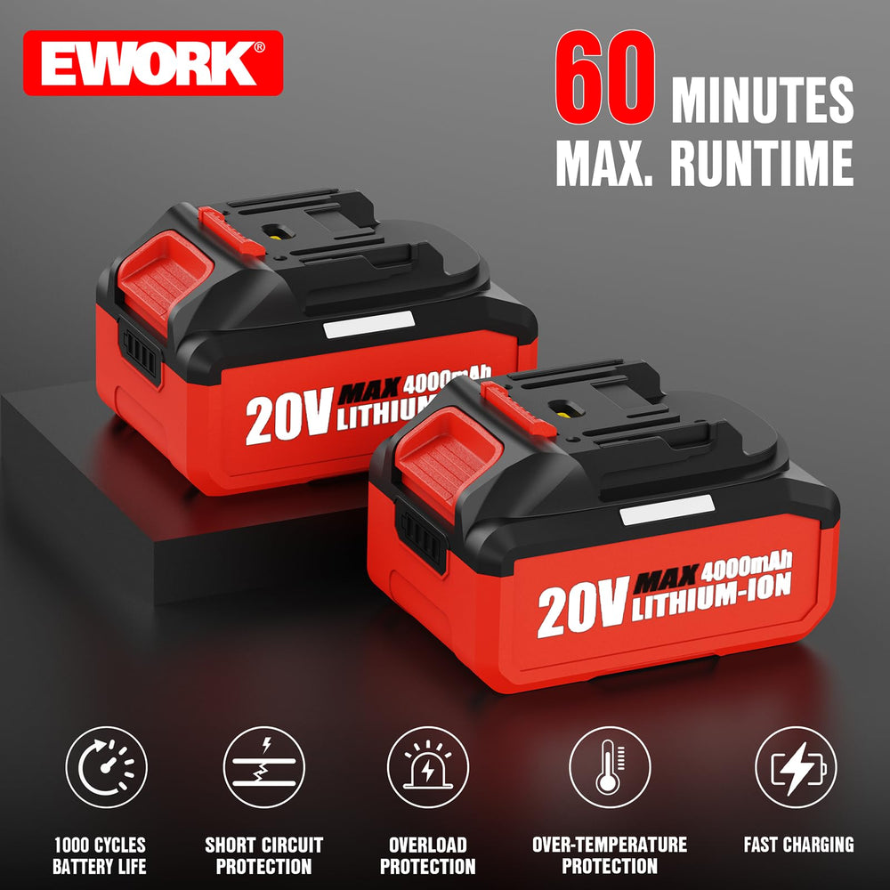 EWORK leaf blower side view showing air tube and nozzle