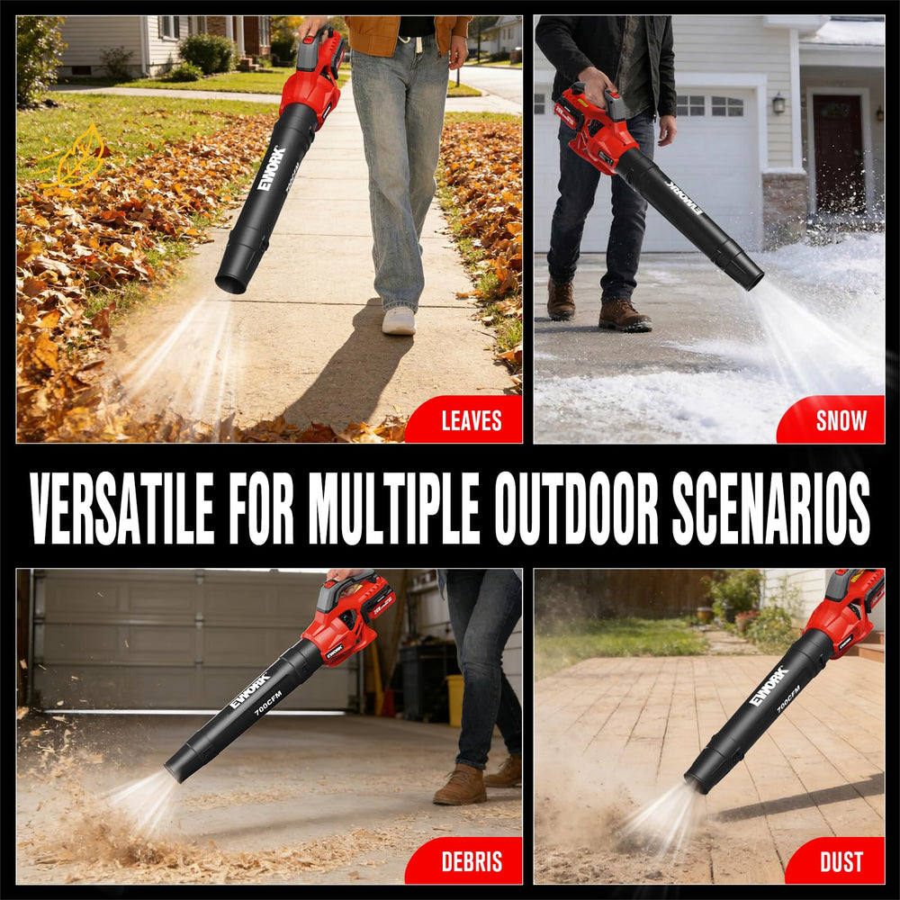 EWORK leaf blower with two lithium-ion batteries