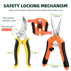 EWPJDK garden scissors showing the safety locking mechanism