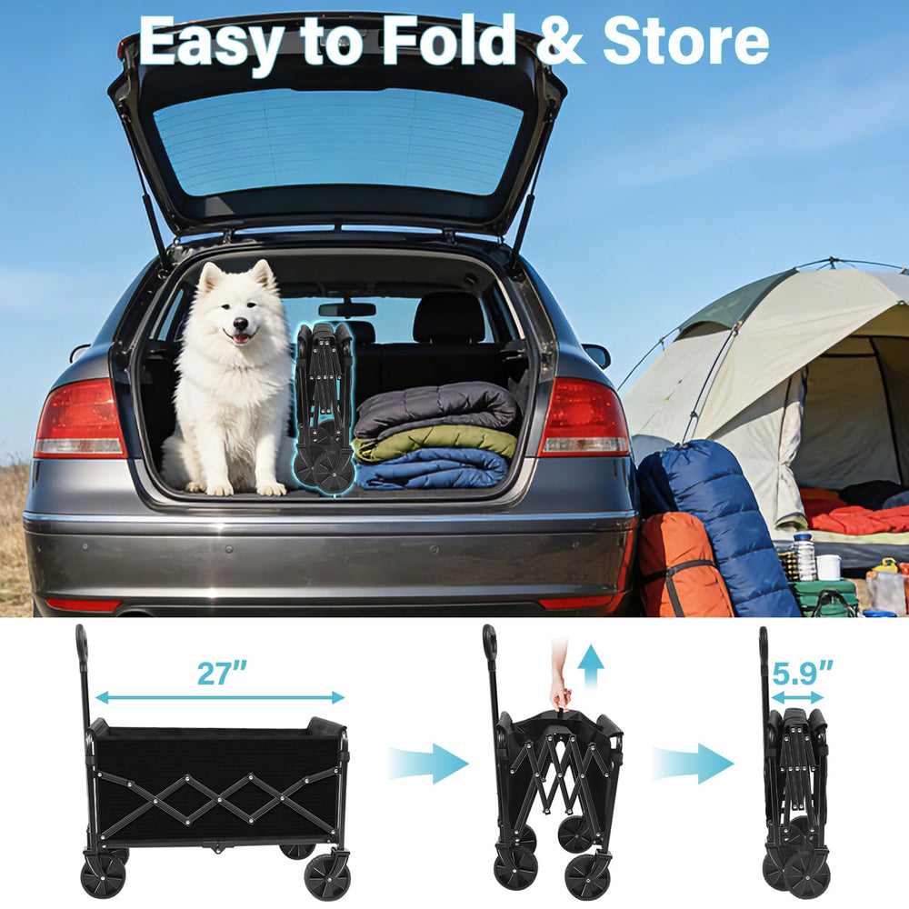 Exovyn Collapsible Wagon Cart folded for easy storage