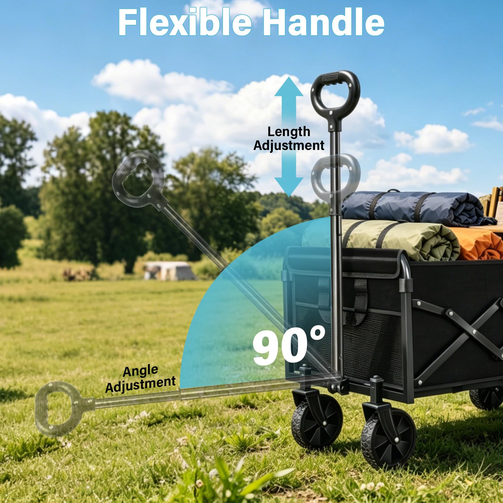 Exovyn Collapsible Wagon Cart showcasing ergonomic handle