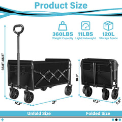 Exovyn Collapsible Wagon Cart side view showing sturdy wheels