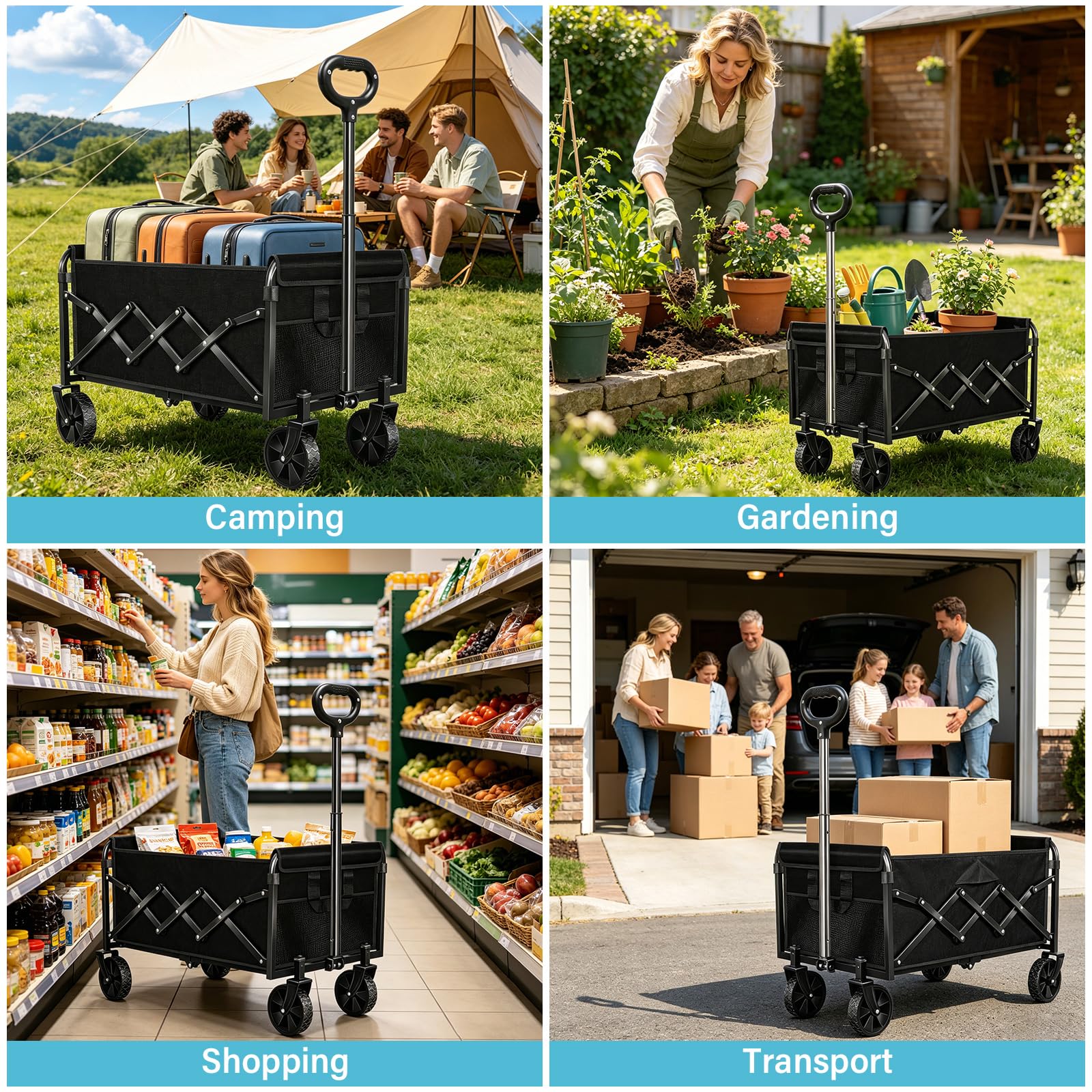 Exovyn Collapsible Wagon Cart with detachable wheels for maintenance