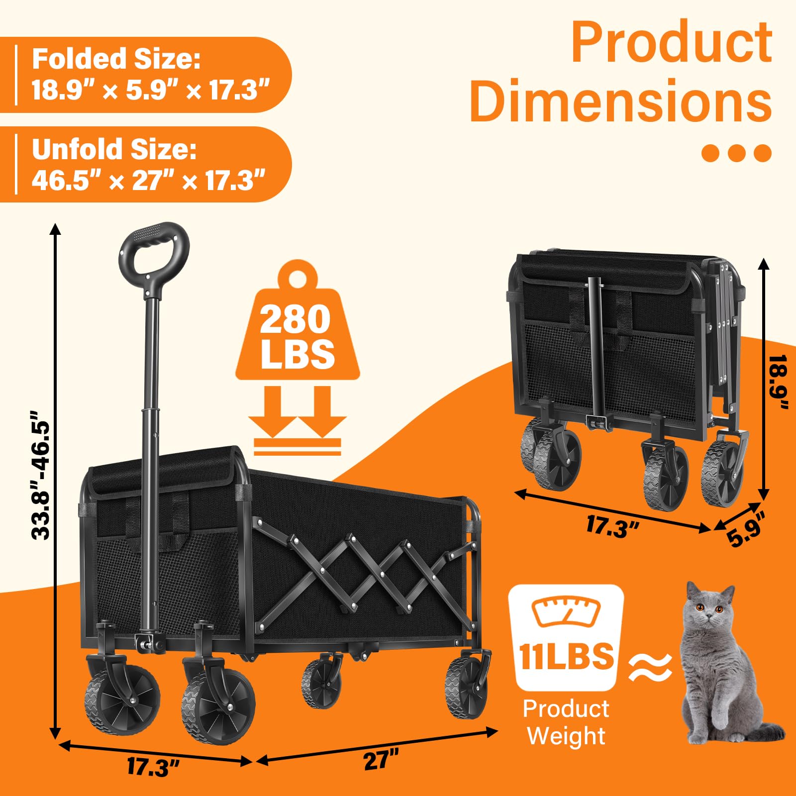 Exovyn Foldable Wagon Cart folded for storage