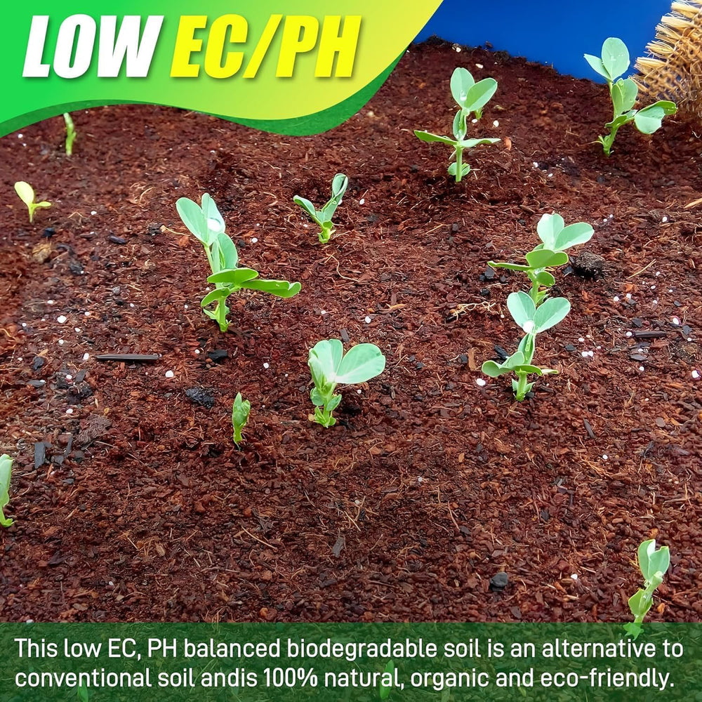 Expanded Anothera Coco Coir Brick in potting soil