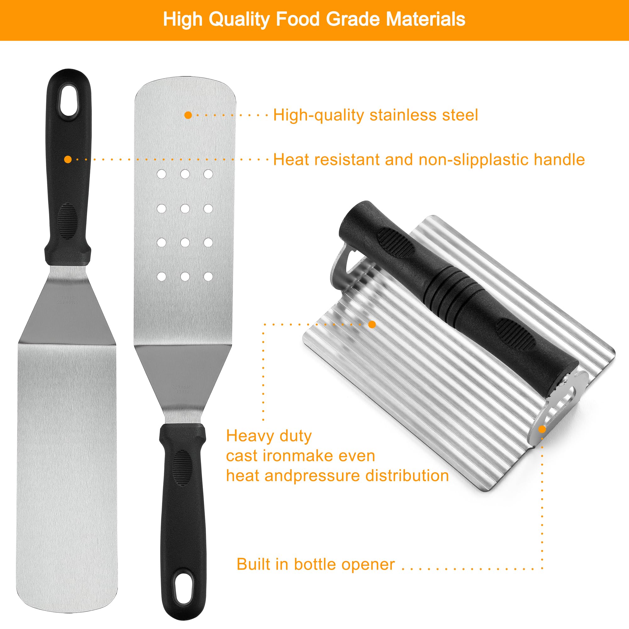 Extra-wide spatula from the POLIGO BBQ accessories kit
