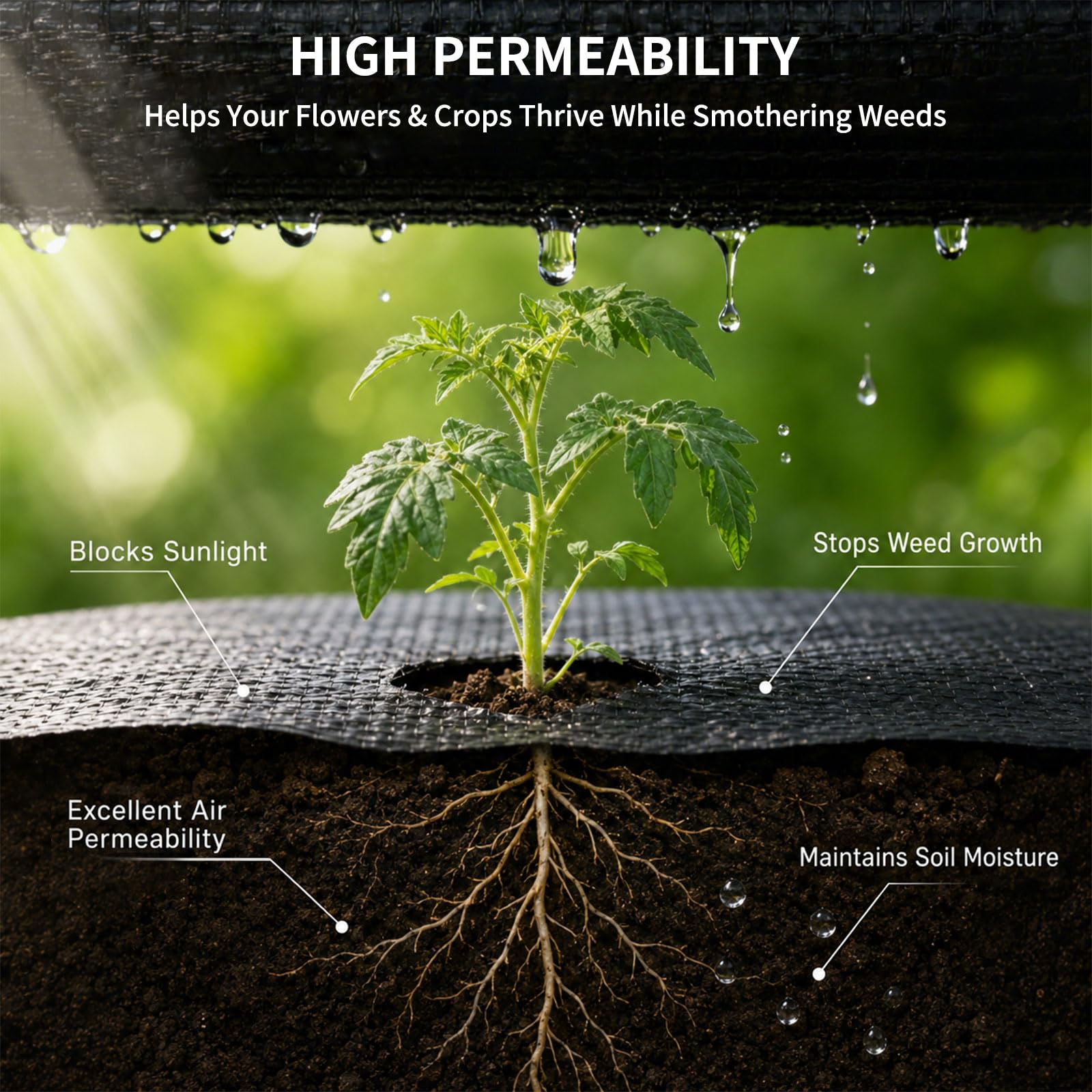 EXTRAEASY weed barrier fabric showing water permeability