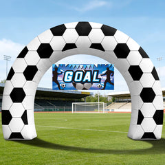 Eyourlife 8FT Giant Soccer Inflatable Arch with GOAL and HAPPY BIRTHDAY banners front view