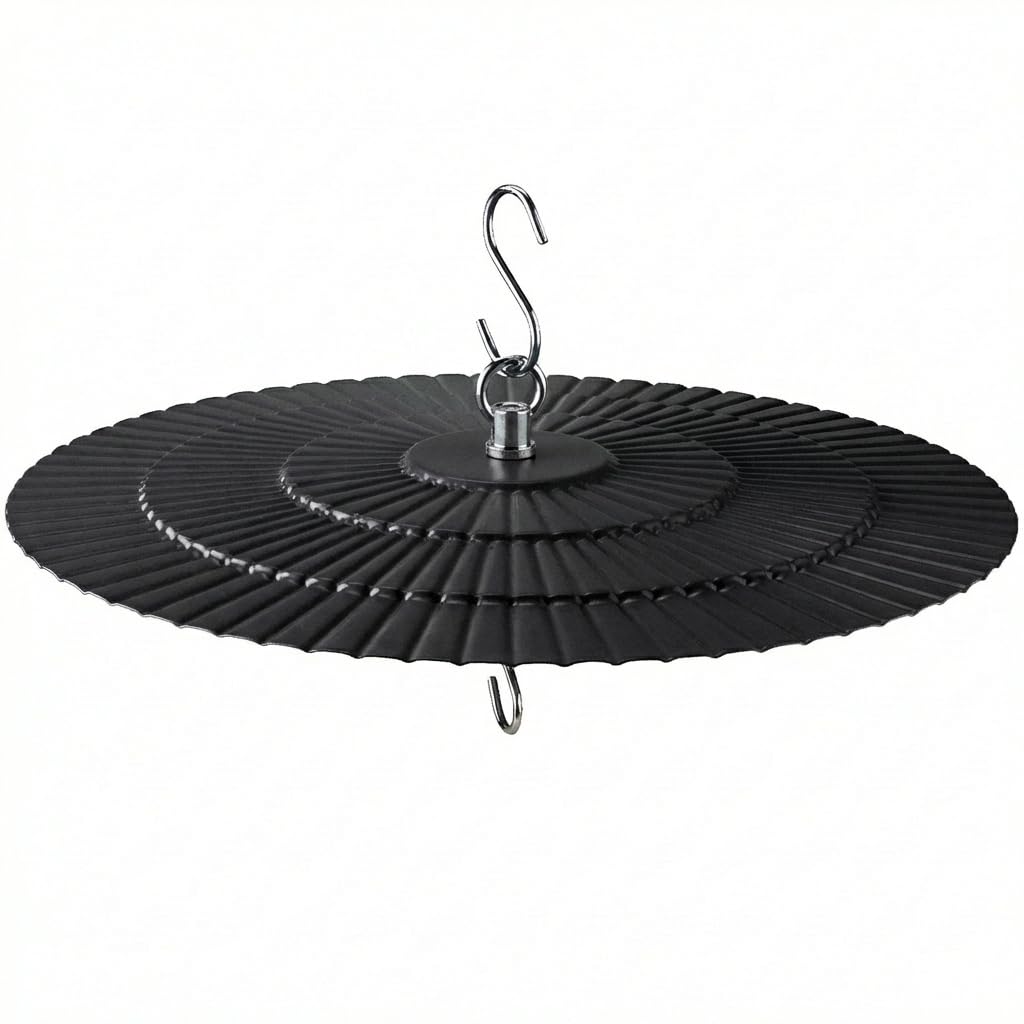Eyrosa 11.5 inch Metal Bird Feeder Rain Guard black front view